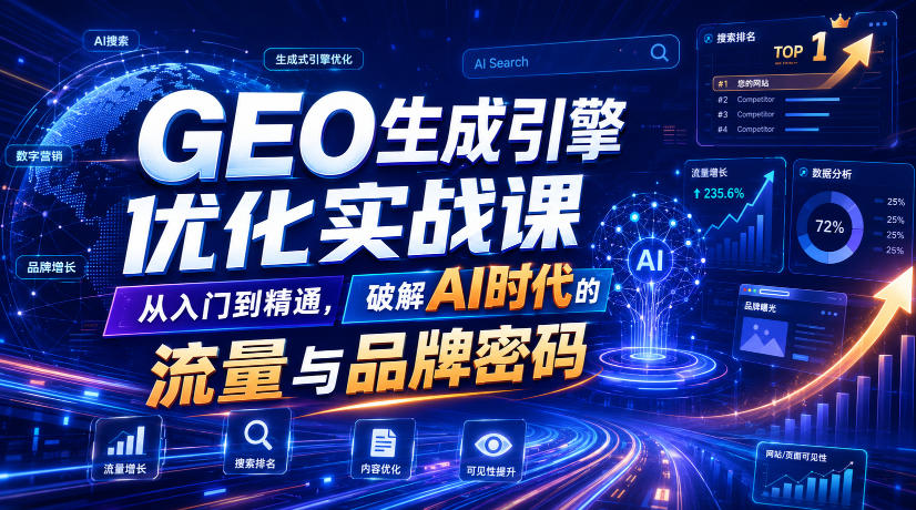 a423ee63672aeaa37c2bdf25bc9be9fd.jpeg GEO生成引擎优化实战课,从入门到精通,破解AI时代的流量与品牌密码
