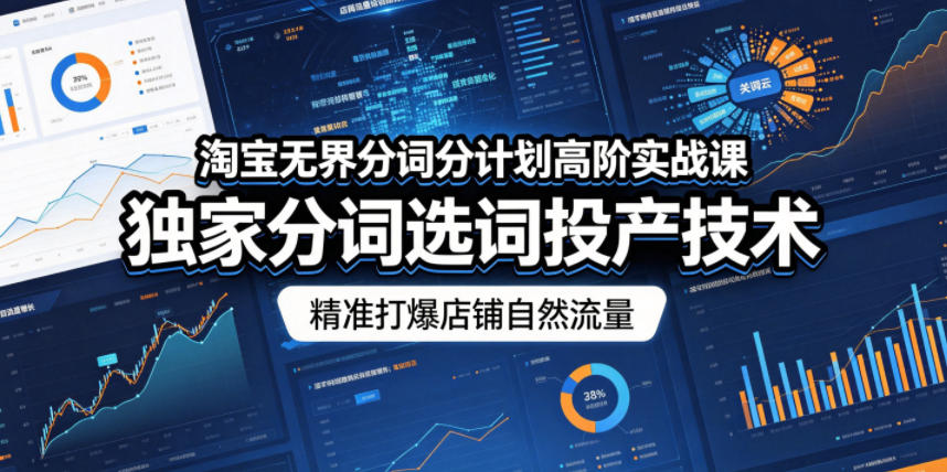 淘宝无界分词分计划高阶实战课,独家分词选词投产技术,精准打爆店铺自然流量-鼎铸网