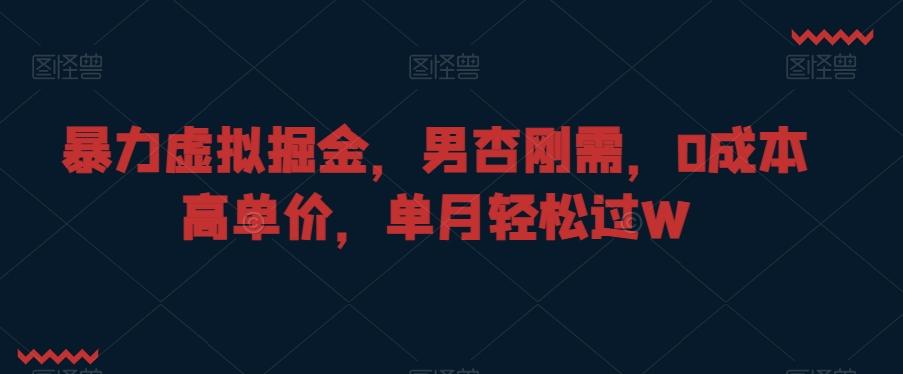 暴力虚拟掘金，男杏刚需，0成本高单价，单月轻松过W【揭秘】-鼎铸网
