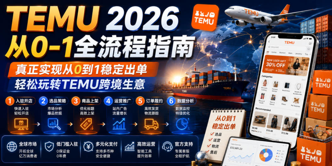 TEMU 2026从0-1全流程指南，真正实现从0到1稳定出单，轻松玩转TEMU跨境生意-鼎铸网