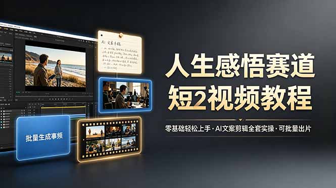a4a00ffe7b833d09f0e4f842769e2935.jpeg 人生感悟赛道短视频教程,零基础轻松上手,AI文案剪辑全套实操可批量出片