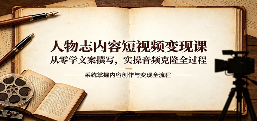 人物志内容短视频变现课:从零学文案撰写,实操音频克隆全过程-鼎铸网