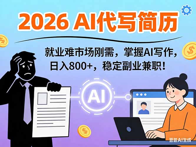 a50767e3029bb621a6f5c168a6fe5882.jpeg AI代写简历,超暴利,用万能模板月入1-3万实战教程,2026年市场刚需!