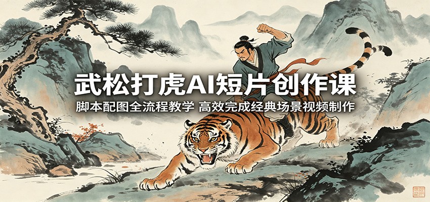 武松打虎AI短片创作课:脚本配图全流程教学,高效完成经典场景视频制作-鼎铸网