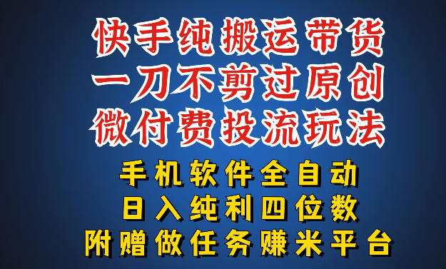 最新黑科技快手搬运带货方法,手机就能操作,轻松带你日入四位数【揭秘】-鼎铸网