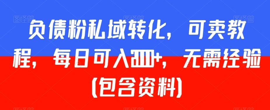 负债粉私域转化，可卖教程，每日可入2000+，无需经验（包含资料）【揭秘】-鼎铸网