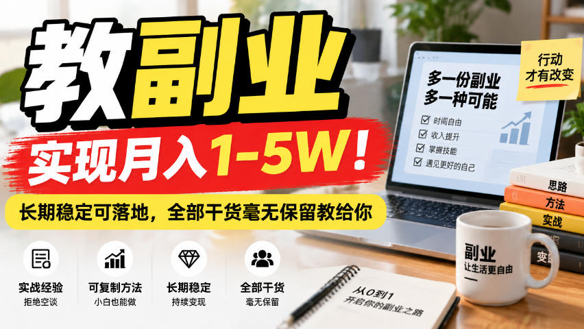 “教副业”实现月入1-5W!长期稳定可落地,全部干货毫无保留教给你【揭秘】-鼎铸网