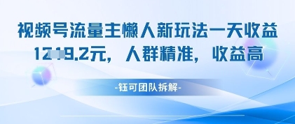 视频号流量主懒人新玩法，一天收益1k，人群精准收益高-鼎铸网