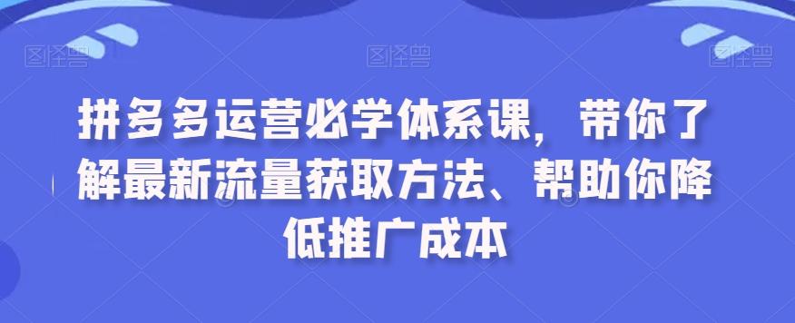 a58c222aa01f23e1355020952be4112b.jpeg 拼多多运营必学体系课,带你了解最新流量获取方法、帮助你降低推广成本