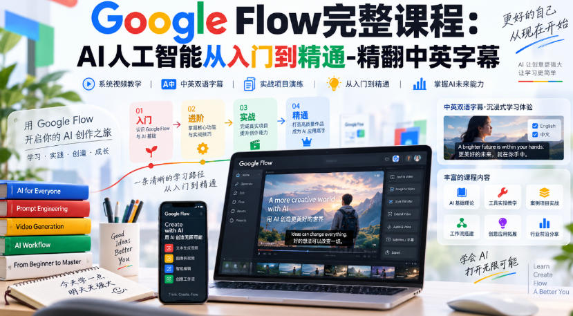 a5caa26e3194d34c8f5ef96c89e2bca2.jpeg 【无水印】Google Flow完整课程:AI人工智能从入门到精通-精翻中英字幕