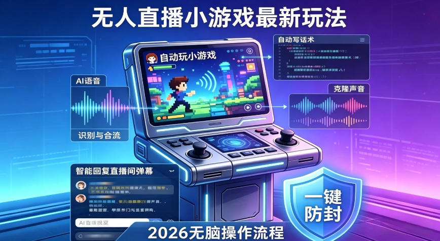 2026年AI无人直播小游戏全流程，不违规不封号，开启创业副业增收之路，小白月入1w+【揭秘】-鼎铸网