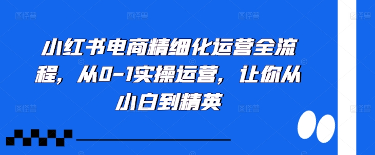 a6b4147bb44fb883bc270a335e0aba89.jpeg 小红书电商精细化运营全流程,从0-1实操运营,让你从小白到精英
