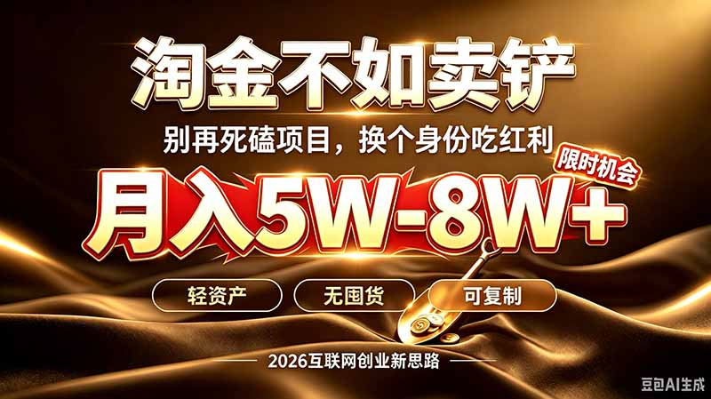 a6da8f92275f9b14bc53df9376686da4.jpeg 别再傻乎乎埋头跑项目!互联网真正赚钱逻辑:做卖铲人,拒绝当韭菜,逆风翻盘月入5-8W+