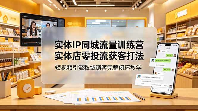 实体IP同城流量训练营：实体店零投流获客打法，短视频引流私域锁客完整闭环教学-鼎铸网