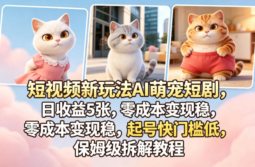 a6fa4ae2e3ccbea0d9e4c3da1d0d10d0.jpeg 短视频新玩法AI萌宠短剧,日收益5张,零成本变现稳,起号快门槛低,保姆级拆解教程