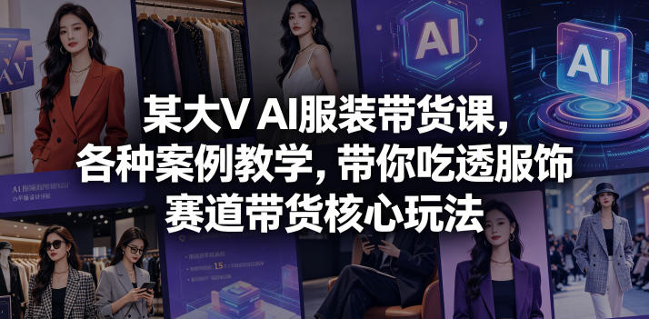 某大V AI服装带货课,各种案例教学,带你吃透服饰赛道带货核心玩法-鼎铸网