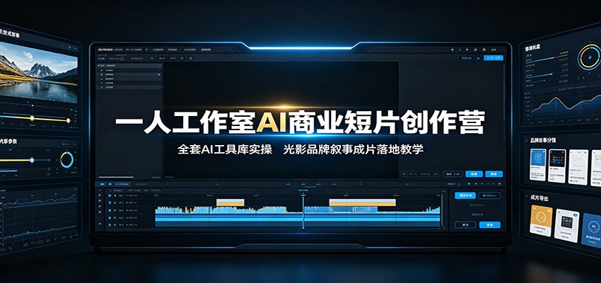 一人工作室AI商业短片创作营：全套AI工具库实操，光影品牌叙事成片落地教学-鼎铸网