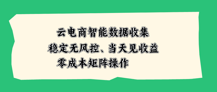 云电商智能数据收集，稳定无风控，当天见收益，零成本矩阵操作-鼎铸网