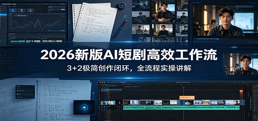 2026新版AI短剧高效工作流：3+2极简创作闭环，全流程实操讲解-鼎铸网
