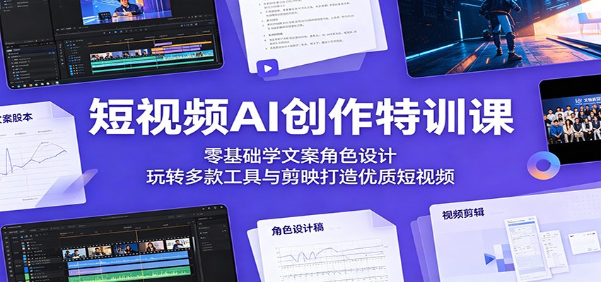 短视频AI创作特训课:零基础学文案角色设计,玩转多款工具与剪映打造优质短视频-鼎铸网