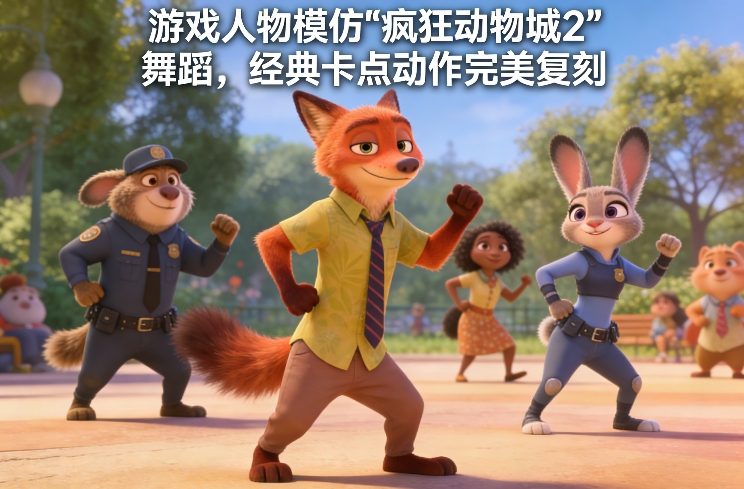 游戏人物模仿“疯狂动物城2”舞蹈,经典卡点动作完美复刻-鼎铸网