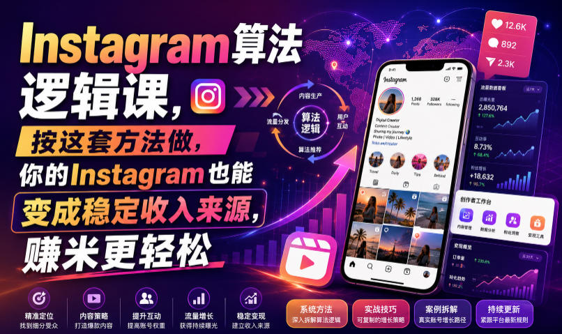 a8ae0532d909c9330018fdc3c5484813.jpeg Instagram算法逻辑课,按这套方法做,你的Instagram也能变成稳定收入来源,賺米更轻松【原创双语字幕】