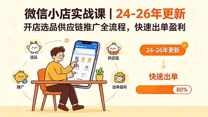 微信小店实战课|24-26年更新,开店选品供应链推广全流程,快速出单盈利-鼎铸网