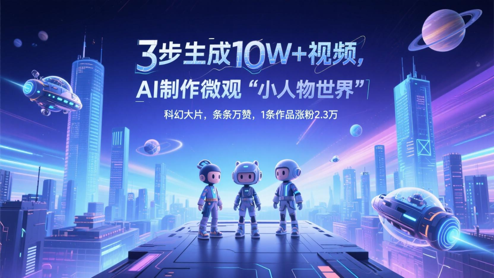 三步生成10W+视频，AI制作微观“小人物世界”科幻大片，条条万赞，1条作品涨粉2.3万-鼎铸网