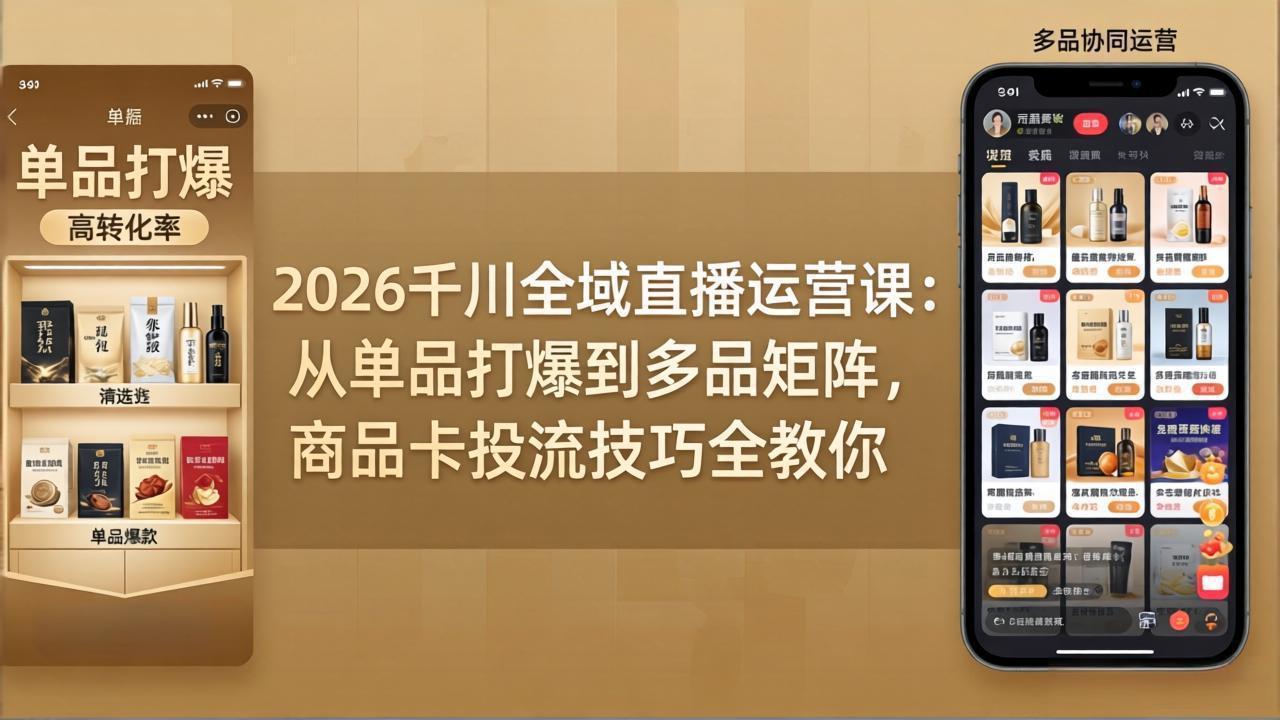 a9b0c72de3996ad09bfaeb1460d5069c.jpeg 2026千川全域直播运营课:从单品打爆到多品矩阵,商品卡投流技巧全教你