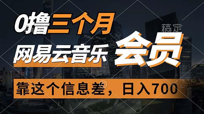 0撸三个月网易云音乐会员，靠这个信息差一天赚700，月入2w-鼎铸网