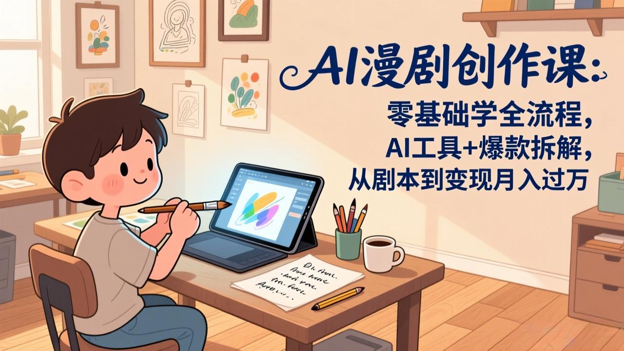 a9cc2386f73708bab8fadfc327a04dc2.jpeg AI漫剧创作课:零基础学全流程,AI工具+爆款拆解,从剧本到变现月入过万