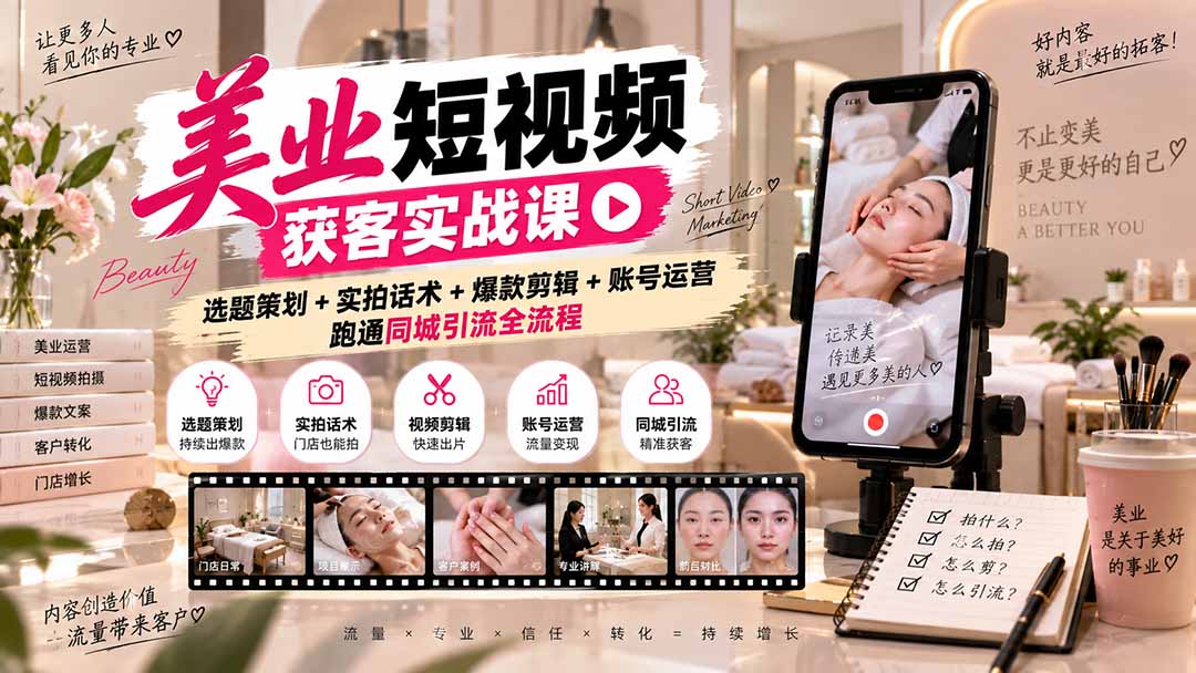 ab015088002f97bc45150b090109758d.jpeg 美业短视频获客实战课-无水印:选题策划+实拍话术+爆款剪辑+账号运营,跑通同城引流全流程