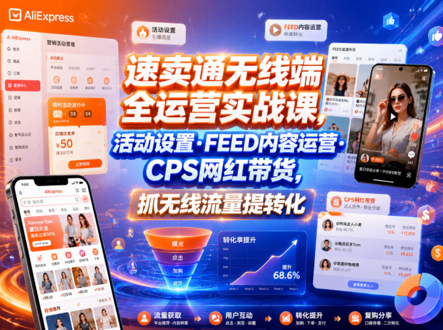 ab152c902fe18c5ff6754dfcc887d8a9.jpeg 速卖通无线端全运营实战课,活动设置・FEED内容运营・CPS网红带货,抓无线流量提转化