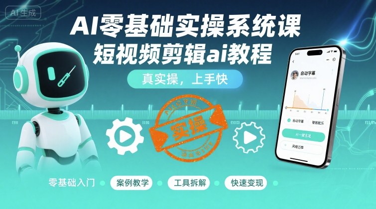 ab8bc19d49eca57bd8eaabee8ba05544.jpeg AI零基础实操系统课,短视频剪辑ai教程,真实操,上手快