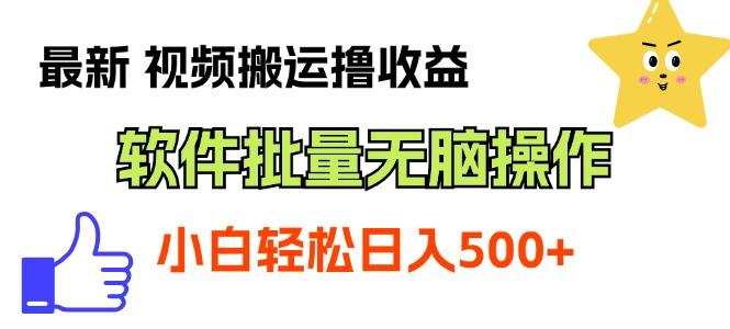 最新视频搬运撸收益，软件无脑批量操作，新手小白轻松上手-鼎铸网