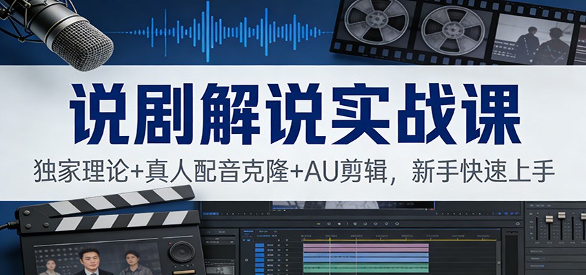 说剧解说实战课：独家理论+真人配音克隆+AU剪辑，新手快速上手-鼎铸网
