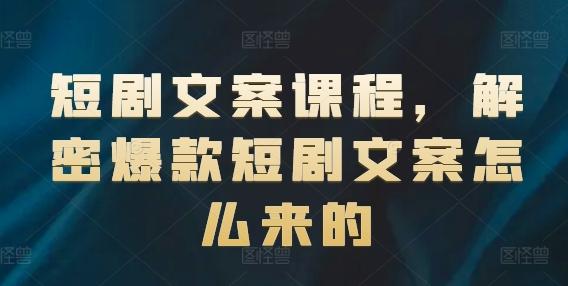 短剧文案课程，解密爆款短剧文案怎么来的-鼎铸网