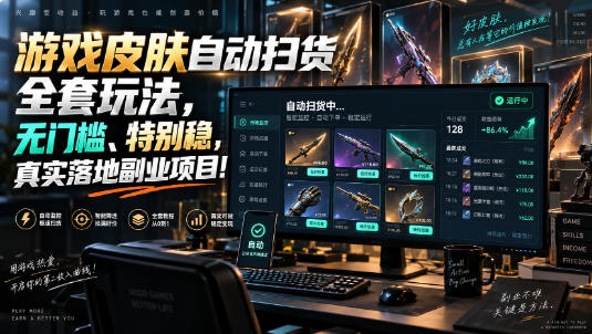 游戏皮肤自动扫货全套玩法,无门槛、特别稳,真实落地副业项目!【揭秘】-鼎铸网