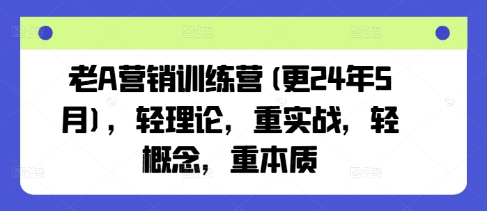 老A营销训练营(更25年8月),轻理论,重实战,轻概念,重本质-鼎铸网