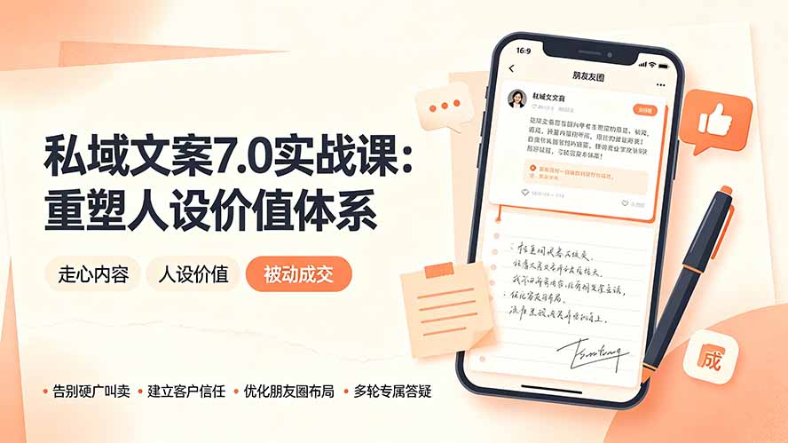 私域文案实战课7.0:重塑人设价值体系|-告别硬广推销×走心内容×自我价值塑造,实现被动成交-鼎铸网