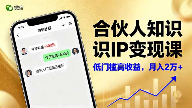 合伙人知识IP变现课,微信生态,内容创作与爆款打造,全网引流,新手月入2w+-鼎铸网