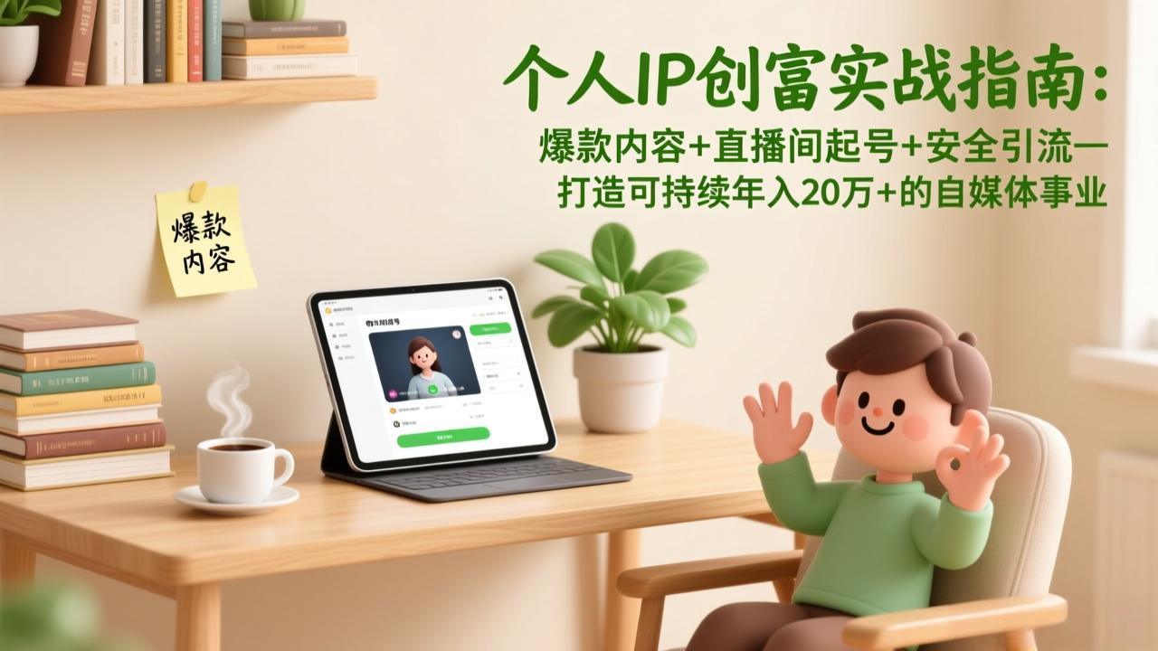 个人IP创富实战指南:爆款内容+直播间起号+安全引流,打造可持续年入20万+的自媒体事业-鼎铸网