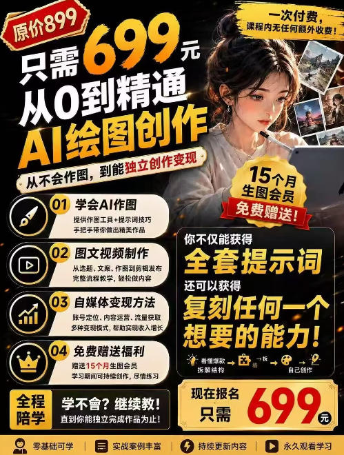 ad59289f20c244b77ef40203faa6f993.jpeg 抖音10W粉丝博主的AI绘图教学,从0到精通AI绘图创作,从不会作图到能独立创作变现