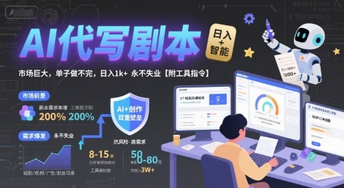 ad5b3b939a05fcdf7ed93c6efcf40a36.jpeg AI代写剧本,市场巨大,单子做不完,日入1k+ 永不失业【附工具指令】