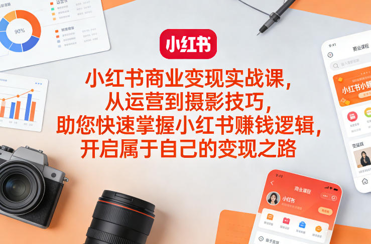 addeb2e216f5641ae315c6c16fb8e9c7.jpeg 小红书商业变现实战课,从运营到摄影技巧,助您快速掌握小红书賺钱逻辑,开启属于自己的变现之路
