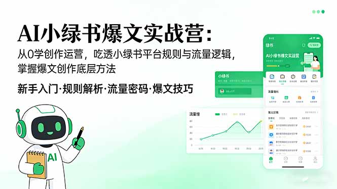ae0e2ac9b4264ee96d579a7f30c26aaa.jpeg AI 小绿书爆文实战营:从0学创作运营,吃透小绿书平台规则与流量逻辑,掌握爆文创作底层方法