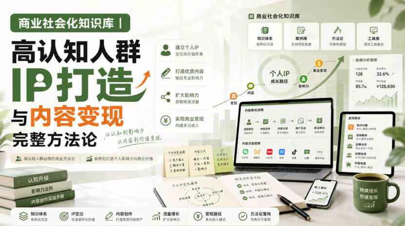 商业社会化知识库｜高认知人群IP打造与内容变现完整方法论【文档】-鼎铸网