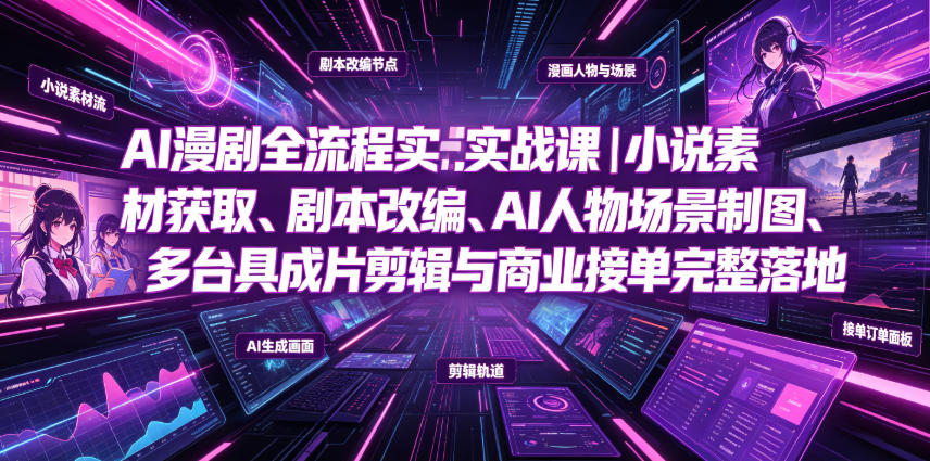 aed39720f8442f58733523f0150d36f2.jpeg AI漫剧全流程实战课|小说素材获取、剧本改编、AI人物场景制图、多工具成片剪辑、平台付费变现与商业接单完整落地