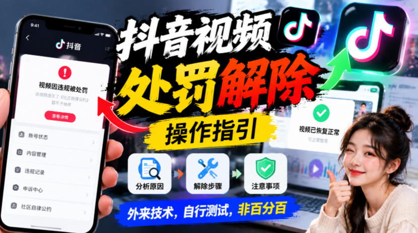 aef83ac6f845f412704a170c22162f06.jpeg 抖音视频处罚解除操作指引,外来技术,自行测试,非百分百