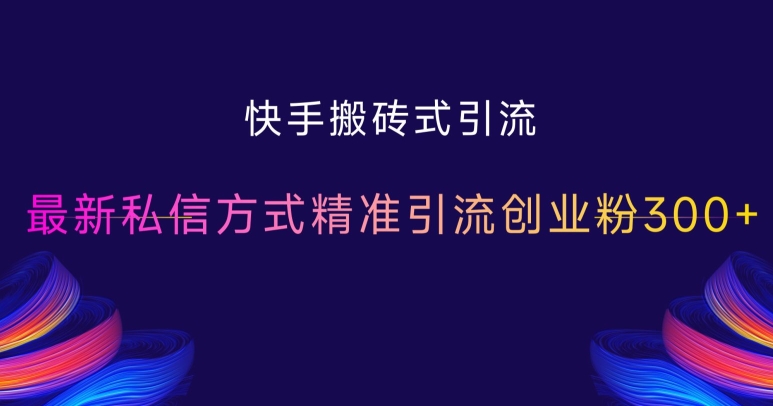 快手搬砖式引流,最新私信方式精准引流创业粉300+-鼎铸网